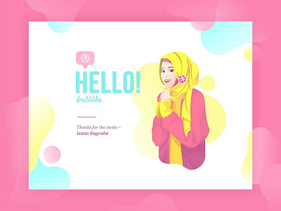 Hello dribbble debbut first shot girl illustration invite