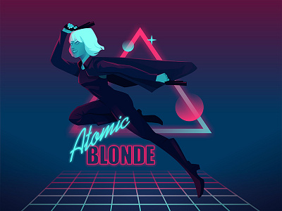 Atomic Blonde Fan Art 80s action girl neon vector