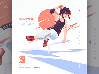 kill la kill x mirror's edge catalyst fan art anime art character fan game girl parkour sport