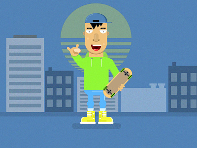 Flat Skateboarder Character Design 2d 2d character design environment flat game graphic green illustrator logo skate skateboarder vector