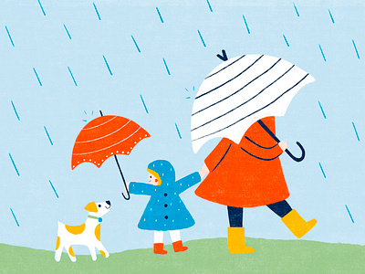 Rainy day children children book illustration disney dog kids rain umbrella
