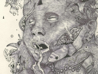 In the presence of death animals ballpoint drawing fineliners irish nature pen surreal