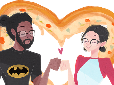 Love couple love pizza