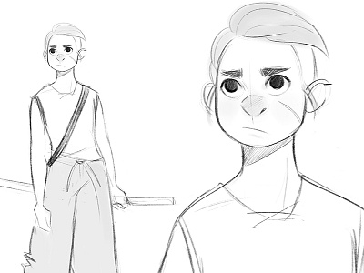 Sketch 3 boy character sword warrior