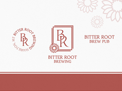 Bitter Root Brewing adobe illustrator bitter root brand branding brewery flower logo logodesign mark minimal monogram montana vector