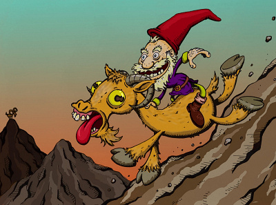 Go gnome go! digital digital illustration digital painting drawing gnome goat illustration ink