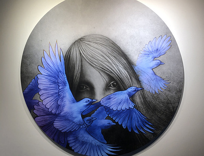 Blue Birds chris waind hand drawn illustration painting vancouver