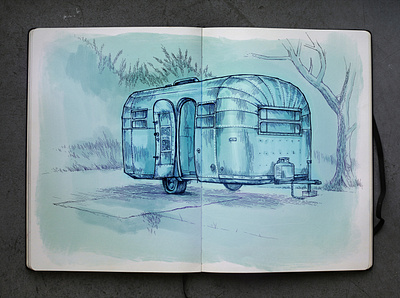 Airstream sketch chris waind hand drawn illustration painting vancouver