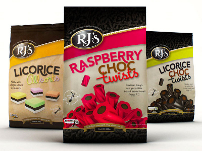 RJ's packaging candy collage custom type illustration packaging typography vancouver