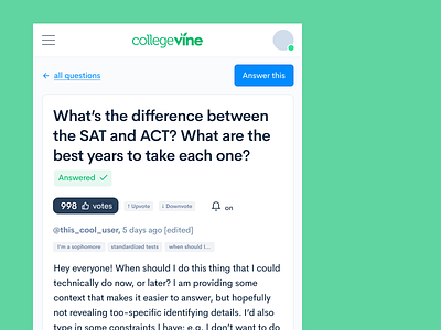 CollegeVine question and answer forum