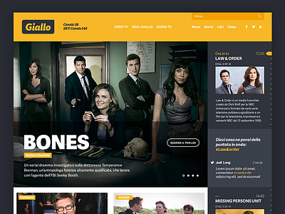 SKY TV - Giallo crime sky tv series ui webdesign website yellow