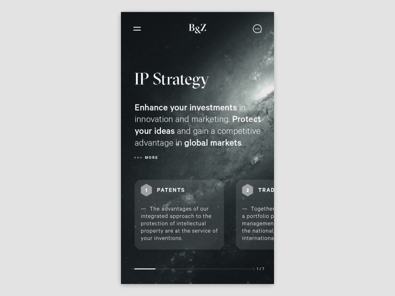 B&Z - Intellectual Property Consulting Services animation clean dashboard gif legal minimal sci fi services space ui ux