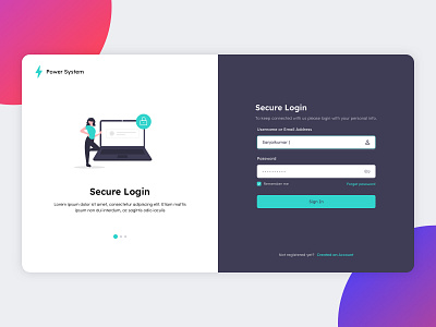 Login Page UI design illustration minimal vector web