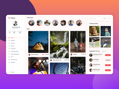 Instagram Redesign Desktop Version design minimal typography ui ux web