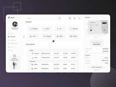 Payment Detail Colorless UI design minimal typography ui ux web