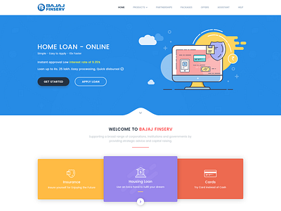 Bajai Finserv animation branding landin page ui web website