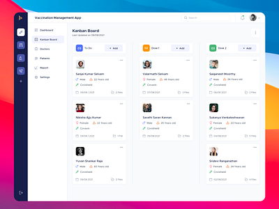 Kanban View - Vaccine Management branding design minimal typography ui ux web