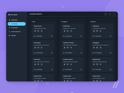 Dark Theme - Candidate Report branding design minimal typography ui ux web