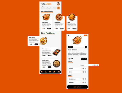 Restaurant Food App Design design figma figma design figmadesign food hotel hotel app indian minimal orange ui