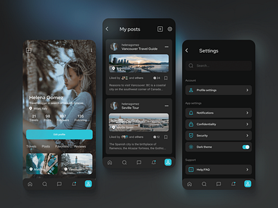 User profile and Settings 006 app appconcept concept daily dailyui figma mobile profile settings social network travel ui userprofile