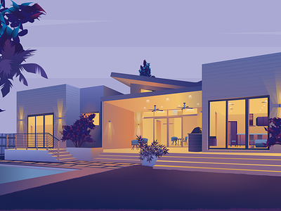 House in the evening light challenge figma graphic design house illustration