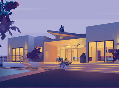 House in the evening light challenge figma graphic design house illustration