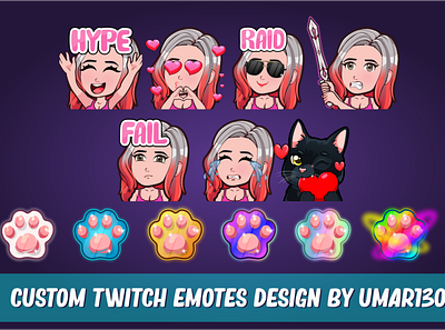 twitch emotes Sub badges badges branding cartoon emotes chibi twitch emotes design emotes kawaii twitch emotes streamer twitch emotes twitch sub badges