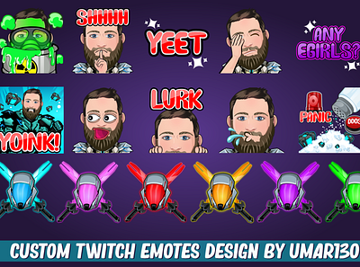 twitch emote & Subbadges badges cartoon emotes chibi twitch emotes design emotes kawaii twitch emotes streamer twitch emotes twitch sub badges twitchtv