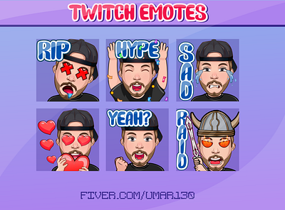 cartoon twitch emotes badges branding chibi twitch emotes emotes illustration logo twitch emotes twitch sub badges ui vector