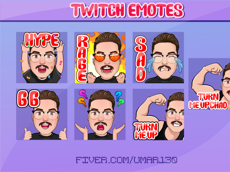 cartoon twitch emotes by Graphics For streamer on Dribbble