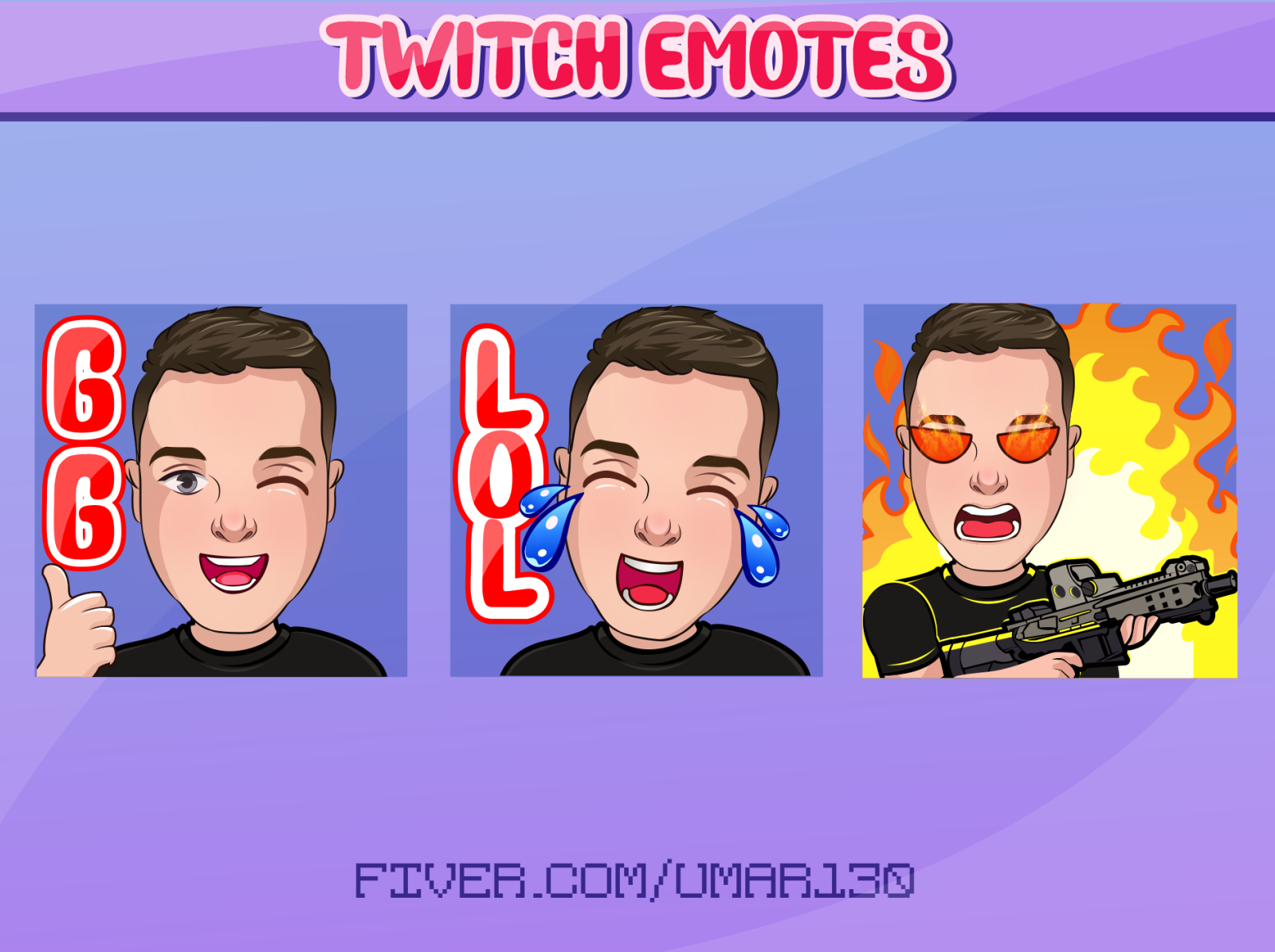 cartoon twitch emotes by Graphics For streamer on Dribbble