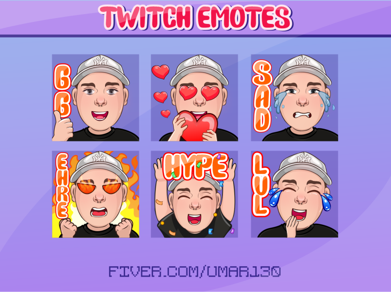 cartoon twitch emotes by Graphics For streamer on Dribbble