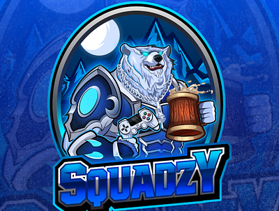 Polar bear SQUADZY esports logo design 1 design esportslogo gaminglogo illustration logodesign mascotlogo polarbear twitch logo youtube logo