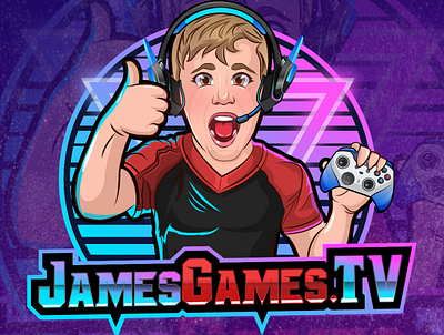 JamesGames Tv 1 badges cartoon emotes chibi twitch emotes emotes esports logo design gaming logo gaming logo design logo logo design logodesign sports logo streamer twitch logo twitch sub badges youtube logo