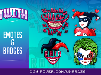 Suicide squad twitch emotes badges cartoon emotes chibi twitch emotes emotes harley quinn heart joker kawaii twitch emotes raid joker streamer teeth twitch emotes twitch sub badges