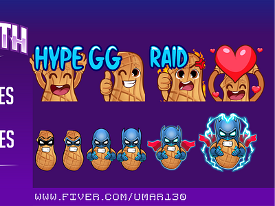 peanut twitch emotes & sub badges badges cartoon emotes chibi twitch emotes design emotes kawaii twitch emotes peanut emotes peanut sub badges streamer twitch emotes twitch sub badges