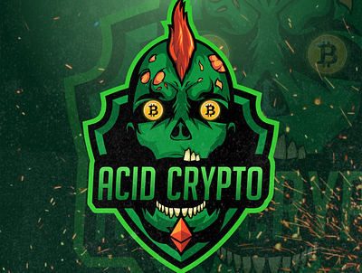 Acid Crypto logo design bitcoin design gaminglogo illustration logo mascot sports logo streamer twitch zombie zombie esports logo zombie logo