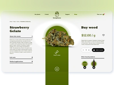 Web product page by Milo Solutions cannabis cbd design ecommerce flowers hemp indica order product page product view sativa seeds store thc topics ui ui design ux ux design weed