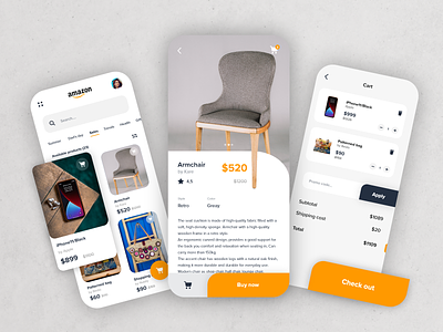 Amazon Mobile Redesign amazon amazon redesign e commerce intuitive mobile redesign online store product cart redesign shopping shopping cart ui design ux design white mode