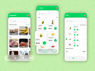 Shopping List App food light mode light version mobile app design mobile ui purchase shopping shopping app shopping mobile app ui design ux design