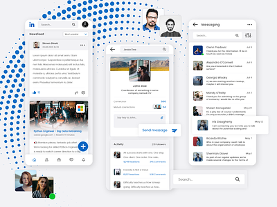 LinkedIn mobile redesign application design concept linkedin app minimal design mobile ui redesign social media app social network social networking app ui design