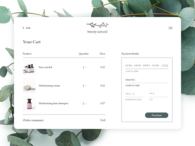 Checkout web screen checkout checkout form checkout page checkout screen cosmetics store e commerce natural natural cosmetics nature organic organic cosmetics payment skincare
