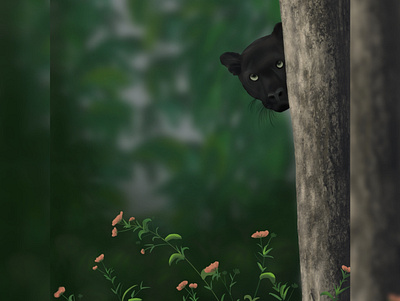 blackPanther animal black panther forest illustration india procreate procreate app sketch wildlife