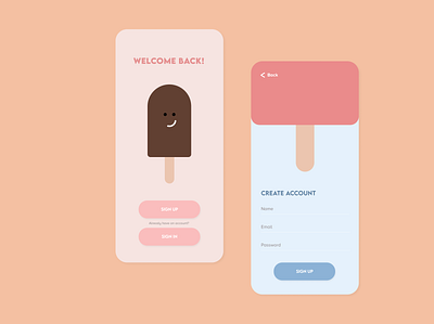 sign-up design branding colour icecream illustration minimal signup ui ui design ux visual design