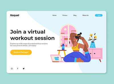 landing page brand identity branding colour design desktop design minimal ui ui design user experience user interface ux virtual virtual workout visual design workout