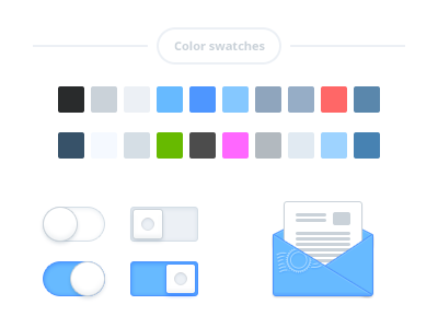 Color swatches blue color dashboard icon mail swatches white