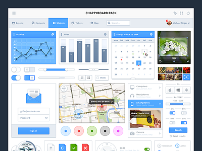 Chappyboard pack dashboard kit pack psd ui