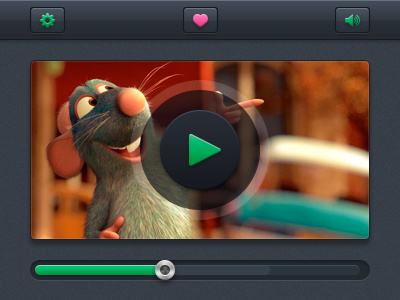 Video player ui heart play progress bar psd video volume