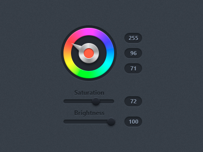 Color Picker brightness color knob picker rgb saturation slider