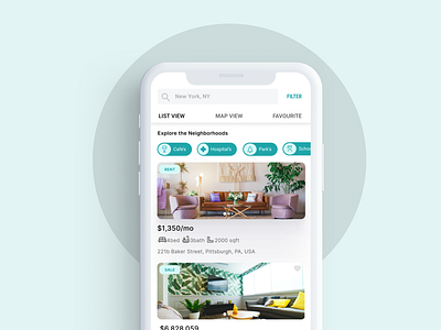 Property App Exploration app card clean design house minimal mobile property realestate rent shadow ui ux